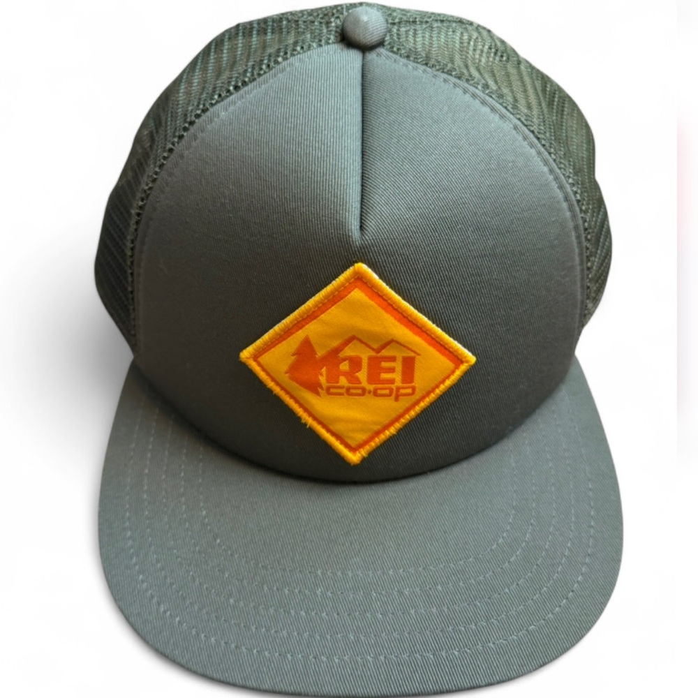 REI Co-op Olive Green Trucker Hat Snapback Mesh Patch Logo Cap
